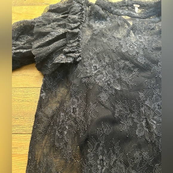 FREE PEOPLE Secret Admirer Blouse in Black Whimsigoth Dark Fairy Bohemian - Picture 14 of 14